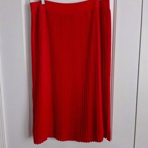 Red pleated midi skirt from J.Crew